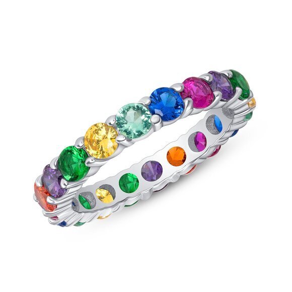 CZ MULTI COLOR ETERNITY BAND SZ 6 7 8 9 10 11